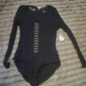 Charlotte Russe Black Top with Ribbon Detail